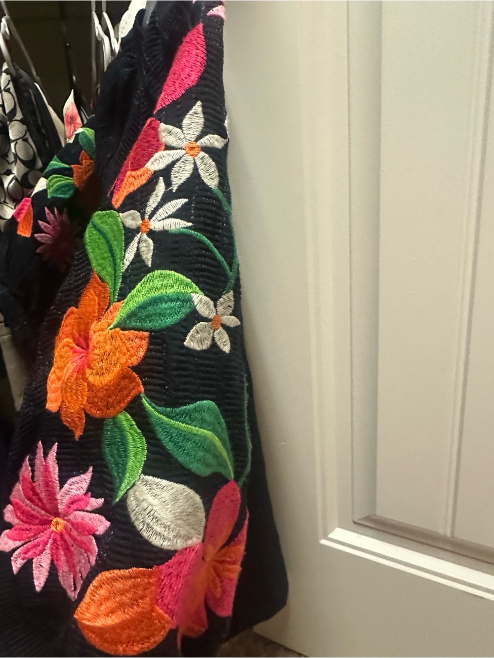 THML Navy Embroidered Floral Sleeve Top - Picture 2 of 5